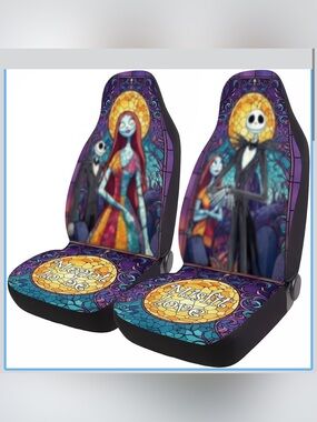 Themed Purple Gothic Couple Car Seat Covers - 'Misfit Love'